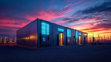 落日余晖下的变电站