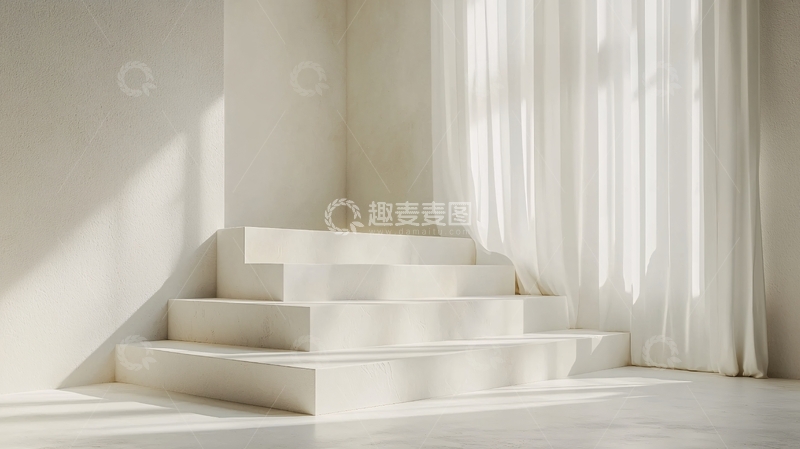 高清大图下载【趣麦麦图】极简白色阶梯背景