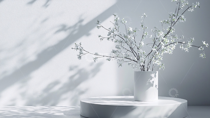 高清大图下载【趣麦麦图】极简白花瓶花卉摆设