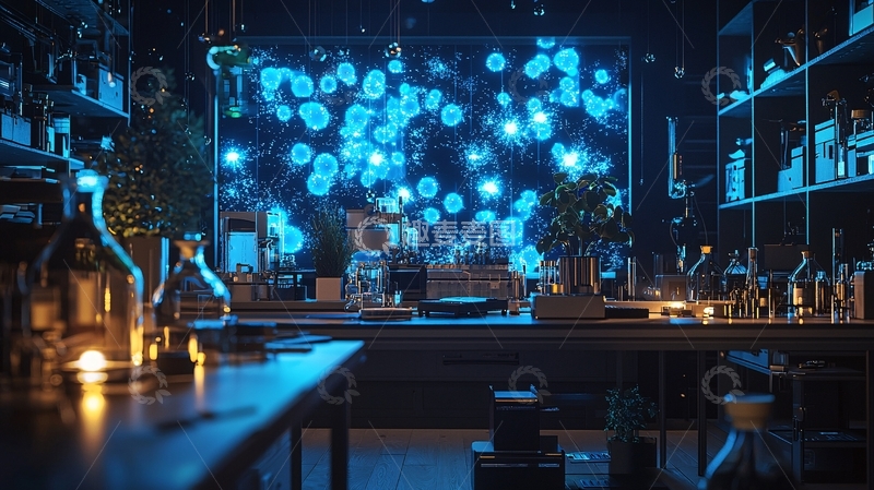 高清大图下载【趣麦麦图】蓝色科技感实验室