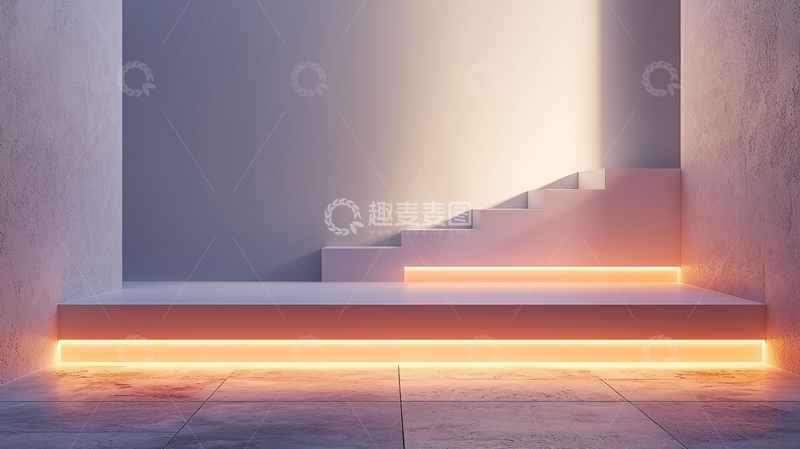 高清大图下载【趣麦麦图】极简主义风格楼梯灯光