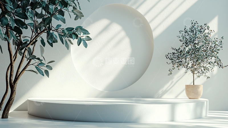 高清大图下载【趣麦麦图】极简白色圆形展示台