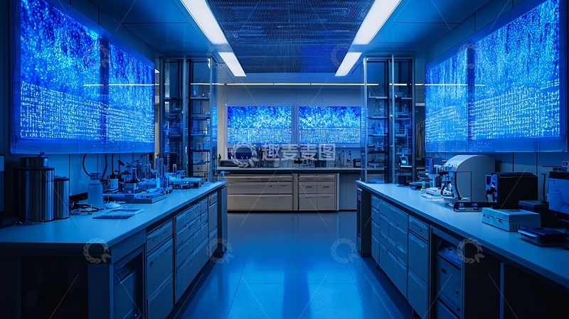 高清大图下载【趣麦麦图】蓝色灯光实验室