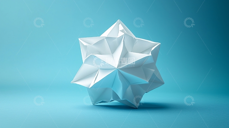 高清大图下载【趣麦麦图】蓝色背景下的白色几何体