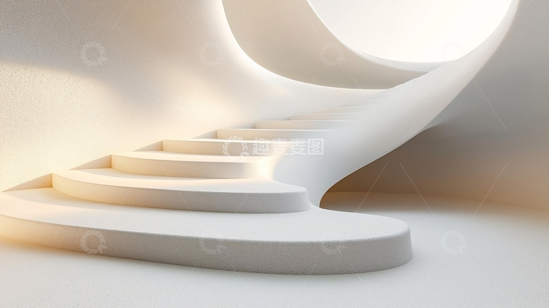 高清大图下载【趣麦麦图】白色简约现代建筑楼梯