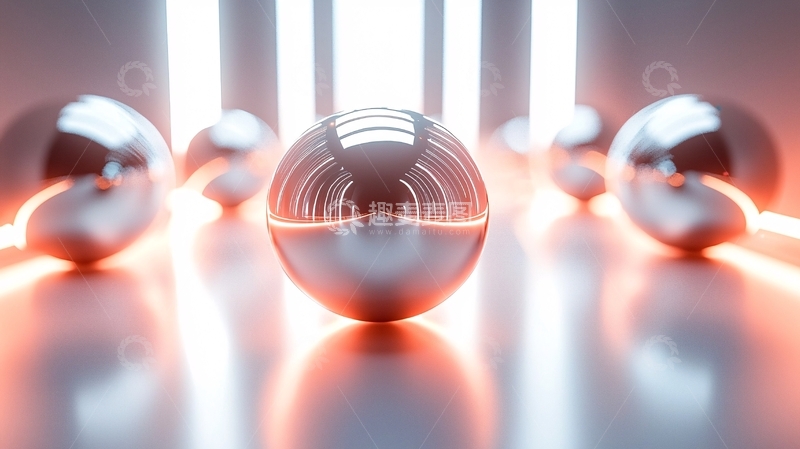 高清大图下载【趣麦麦图】光线照射下的金属球体