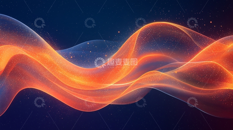 高清大图下载【趣麦麦图】抽象橙色蓝色火焰波浪