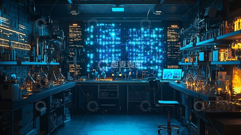 高清大图下载【趣麦麦图】神秘蓝色科技实验室