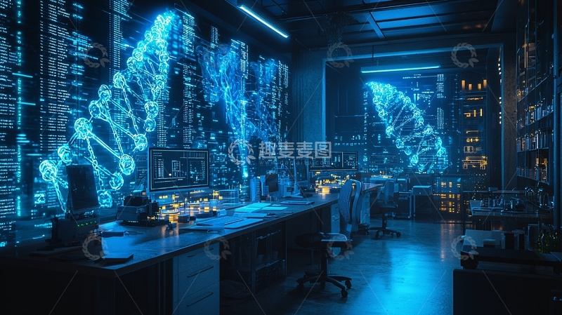 高清大图下载【趣麦麦图】蓝色科技感实验室