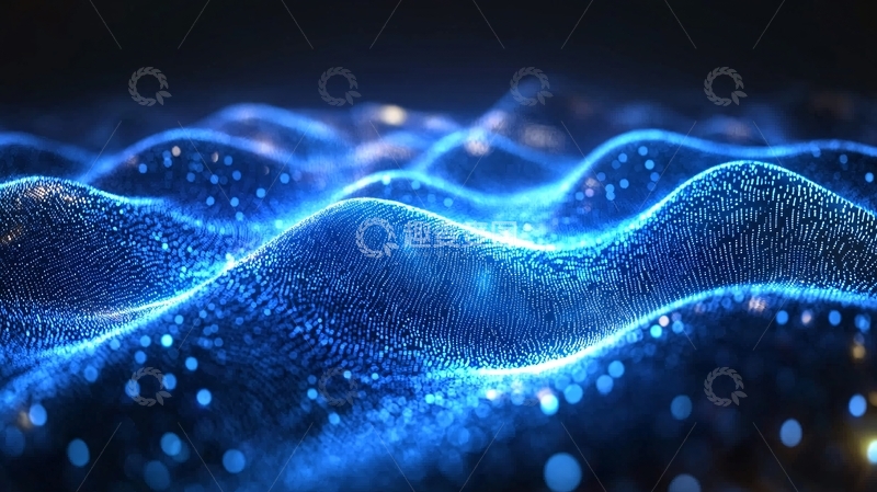 高清大图下载【趣麦麦图】蓝色粒子波浪58