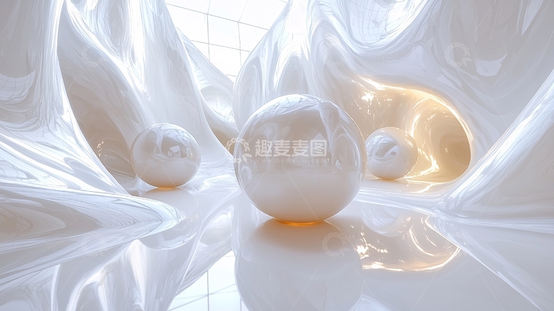 高清大图下载【趣麦麦图】光滑球体与丝绸布料