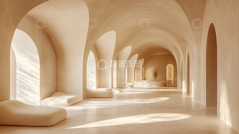 高清大图下载【趣麦麦图】米色拱形长廊