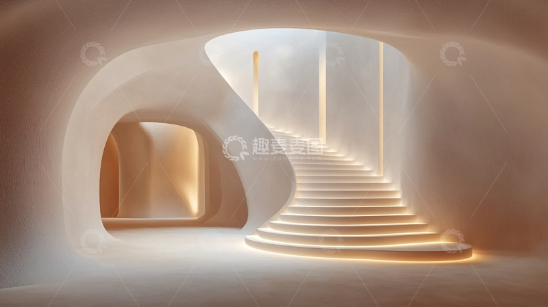 高清大图下载【趣麦麦图】光线柔和的抽象楼梯