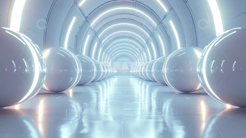 高清大图下载【趣麦麦图】科幻风格蓝色隧道