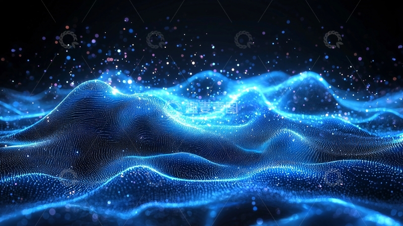 高清大图下载【趣麦麦图】蓝色粒子波浪57