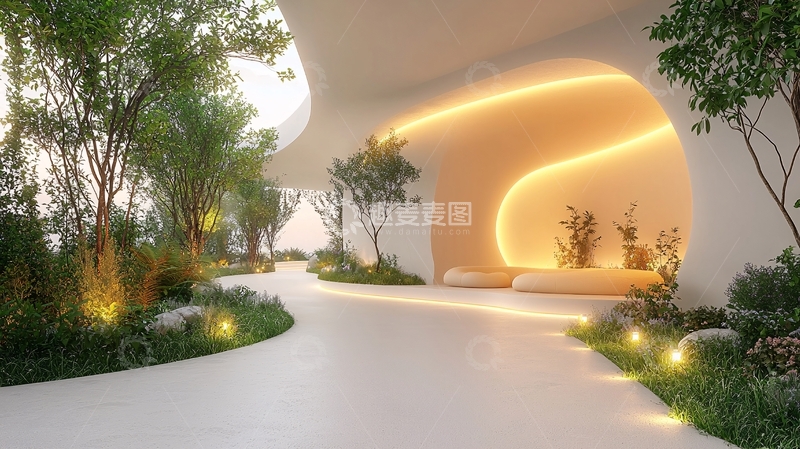 高清大图下载【趣麦麦图】光影交错的室内花园