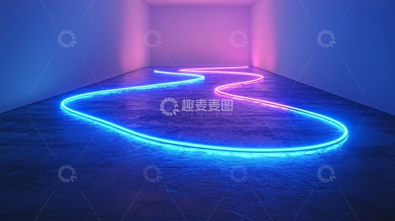 高清大图下载【趣麦麦图】霓虹灯彩带走廊