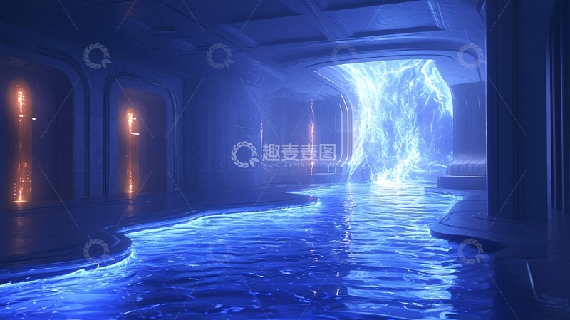 高清大图下载【趣麦麦图】蓝色能量漩涡通道