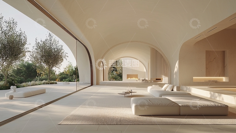 高清大图下载【趣麦麦图】极简现代弧形落地窗别墅