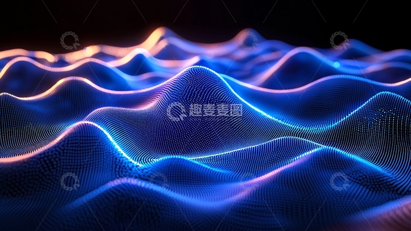 高清大图下载【趣麦麦图】炫彩光波流动山峦