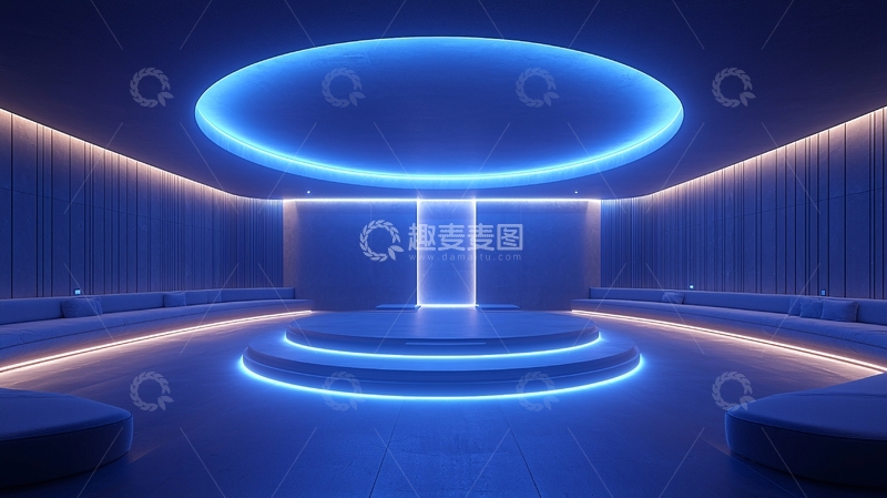 高清大图下载【趣麦麦图】蓝色灯光照亮的现代舞台