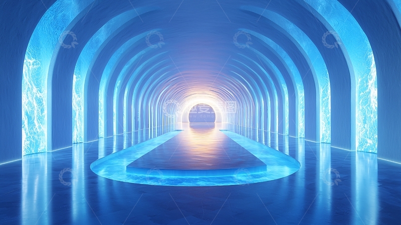高清大图下载【趣麦麦图】蓝色拱形通道