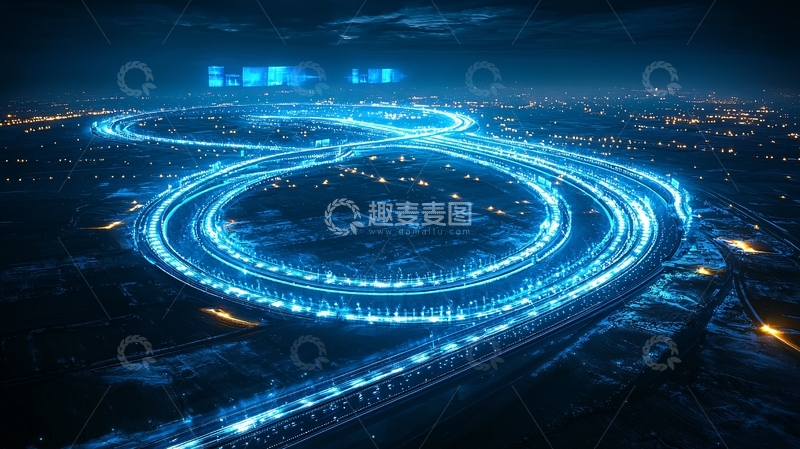 高清大图下载【趣麦麦图】夜间高速公路灯光轨迹