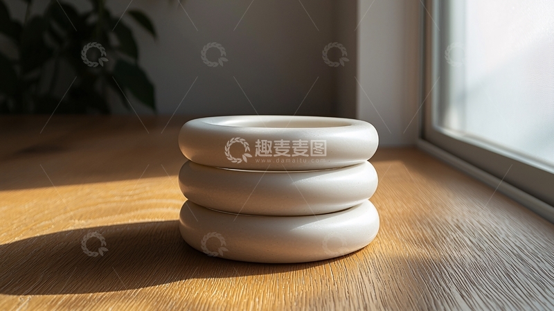 高清大图下载【趣麦麦图】白色陶瓷环形容器