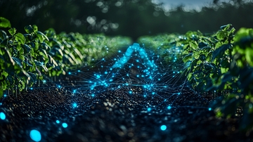 田地里发光的蓝色颗粒