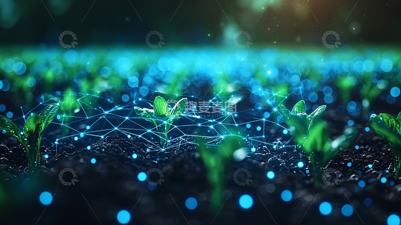 高清大图下载【趣麦麦图】科技感绿色植物幼苗