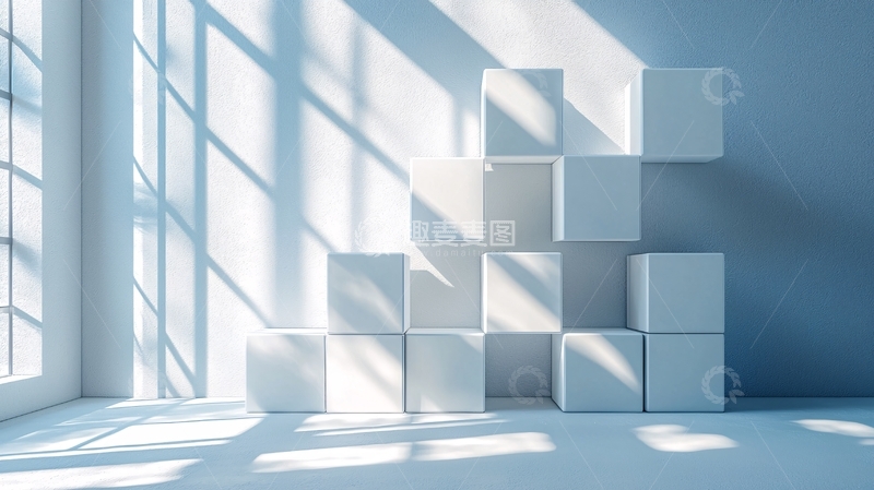 高清大图下载【趣麦麦图】极简风格白色立方体背景