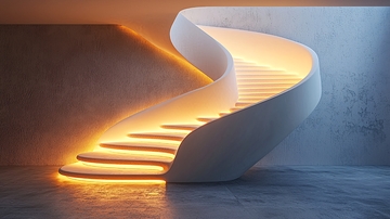 光影流动的现代旋转楼梯