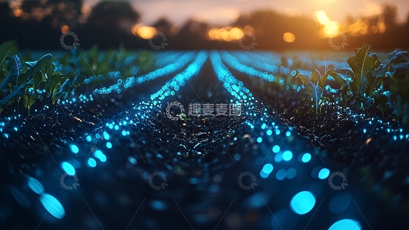 高清大图下载【趣麦麦图】田间蓝光发光植物