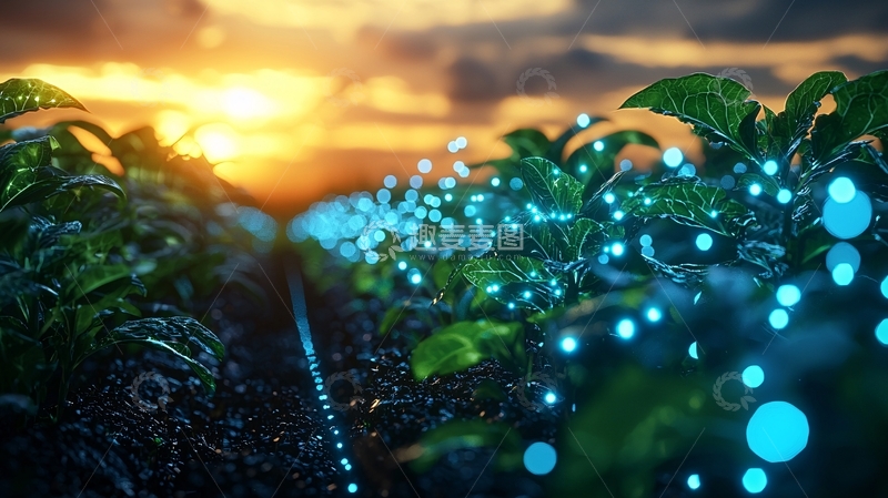 高清大图下载【趣麦麦图】日落田野科技农业