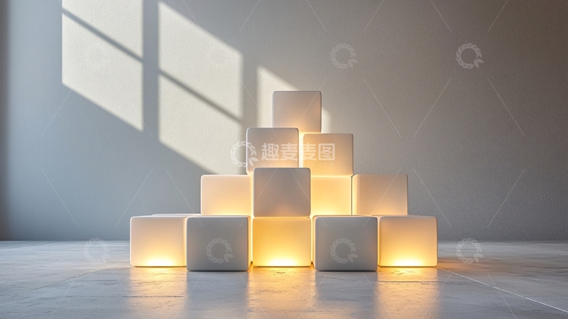 高清大图下载【趣麦麦图】光影堆叠的白色方块灯