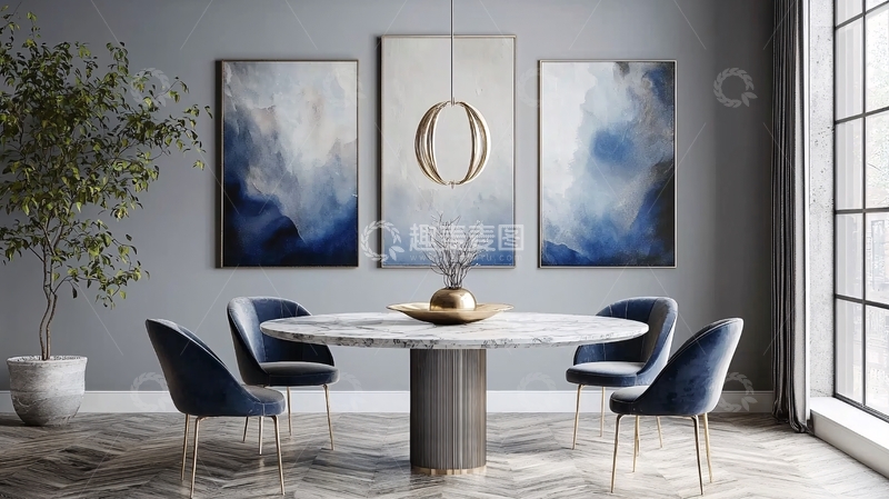 高清大图下载【趣麦麦图】现代简约轻奢餐厅装饰