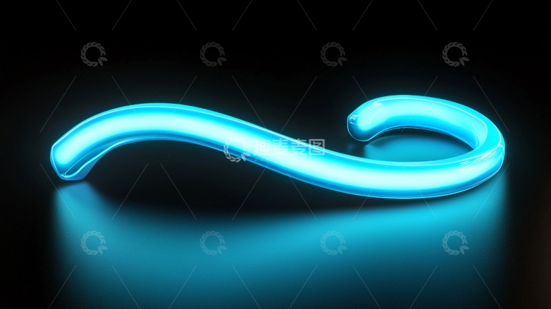 高清大图下载【趣麦麦图】-蓝色霓虹灯问号