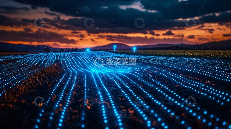 高清大图下载【趣麦麦图】落日余晖下的蓝色光带