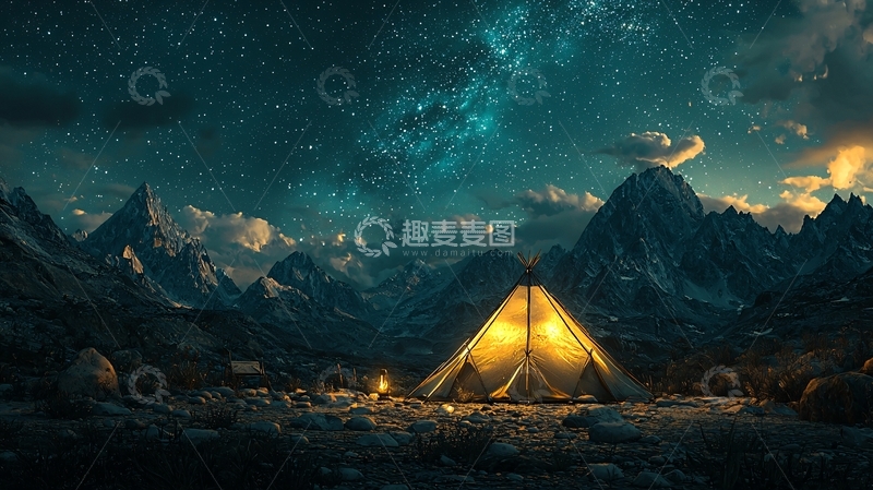 高清大图下载【趣麦麦图】星空下帐篷