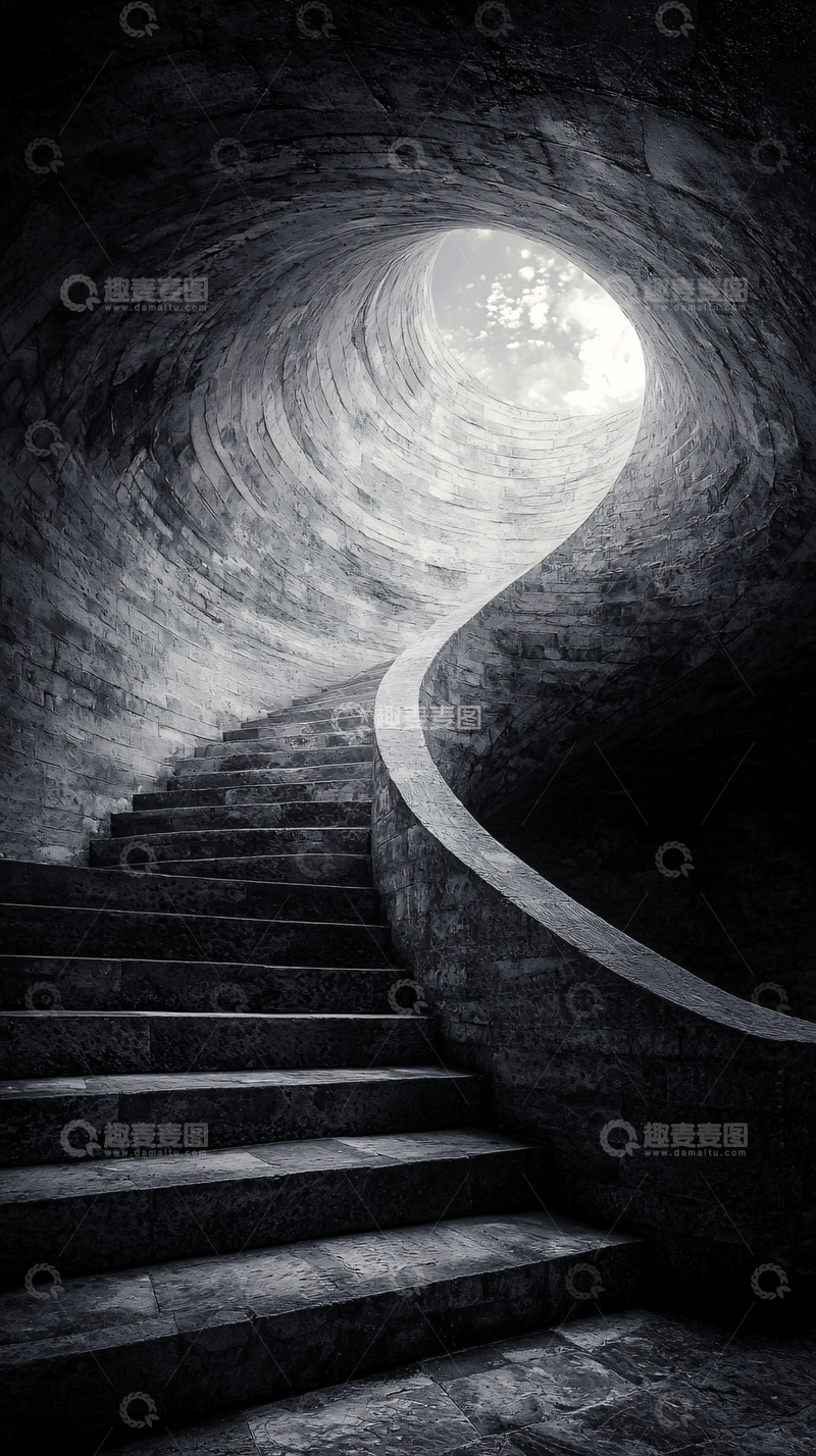 高清大图下载【趣麦麦图】黑暗螺旋楼梯