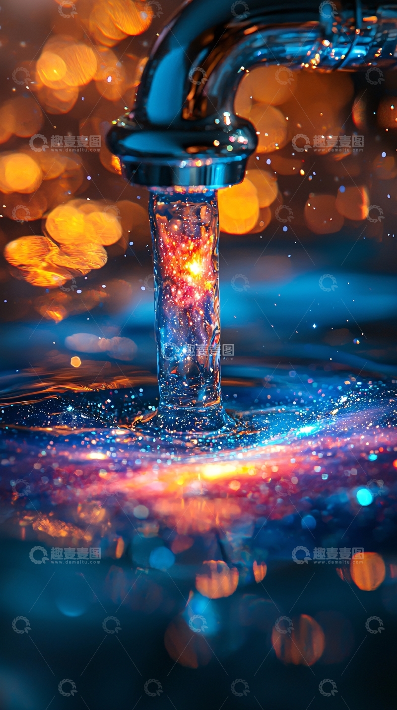 高清大图下载【趣麦麦图】水龙头流出宇宙