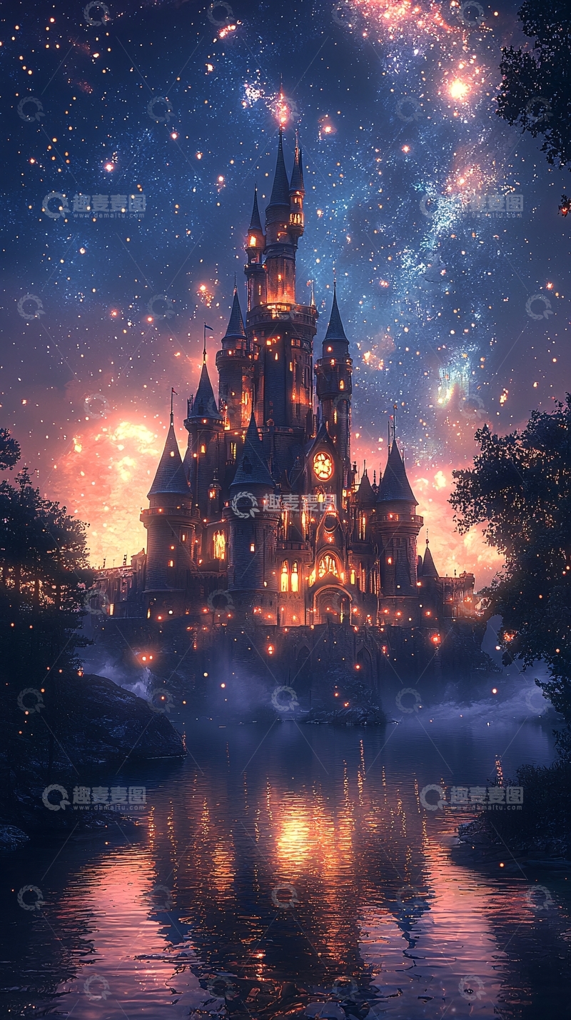高清大图下载【趣麦麦图】星空下的梦幻城堡