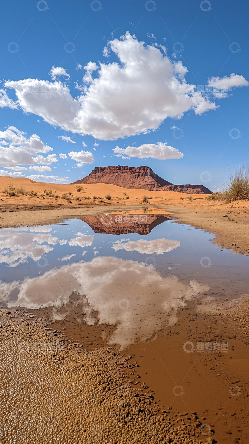 高清大图下载【趣麦麦图】沙漠水洼倒影