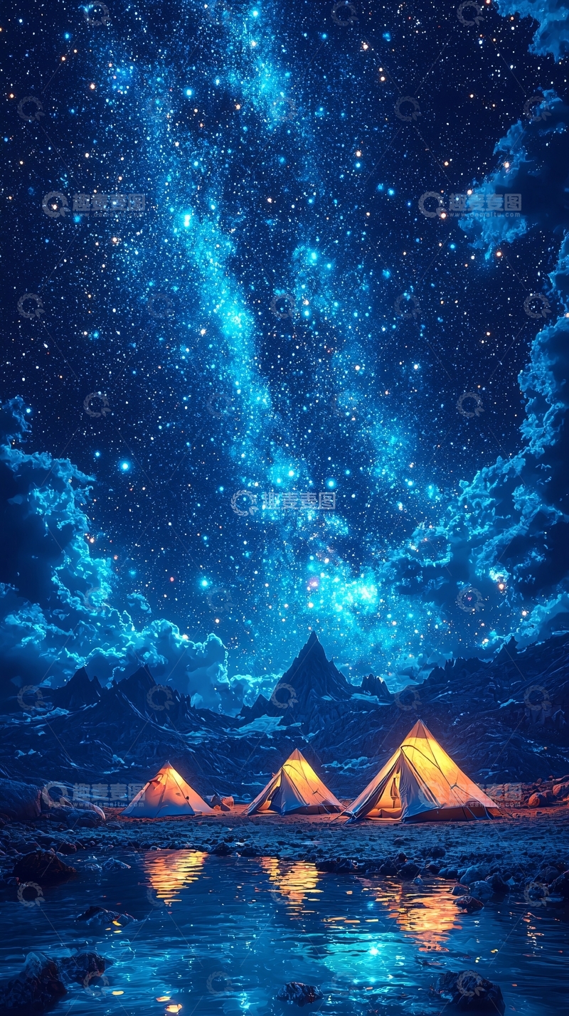 高清大图下载【趣麦麦图】星空下帐篷