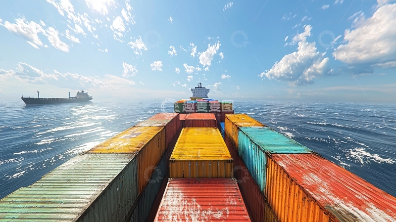 高清大图下载【趣麦麦图】货轮航行在大海