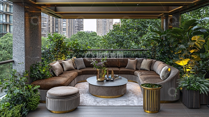 高清大图下载【趣麦麦图】户外阳台花园休闲区