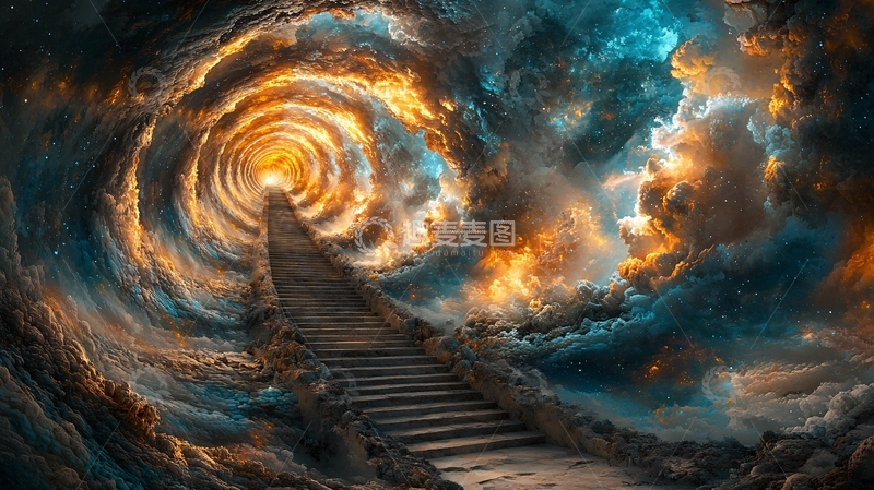 高清大图下载【趣麦麦图】通往天堂的云层阶梯