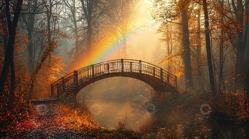 高清大图下载【趣麦麦图】秋日彩虹桥