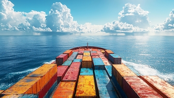 集装箱货轮航行大海