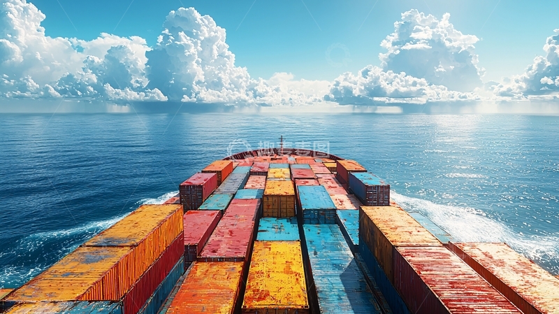 高清大图下载【趣麦麦图】集装箱货轮航行大海